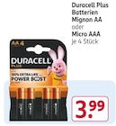 Batterien Mignon AA oder Mignon AA im Rossmann Prospekt Batterien Mignon AA oder Mignon AA von Duracell Plus im aktuellen Rossmann Prospekt für 3,99 €