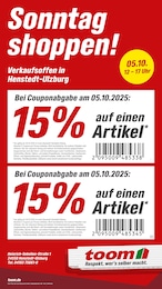 Aktueller toom Baumarkt Prospekt, "Sonntag shoppen!", mit Angeboten der Woche, gültig von 05.10.2025 bis 05.10.2025