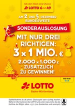 LOTTO Baden-Württemberg Prospekt für Ludwigsburg mit 1 Seiten LOTTO Baden-Württemberg Prospekt für Ludwigsburg: "Sonderauslosung", 1 Seiten, 30.11.2020 - 05.12.2020