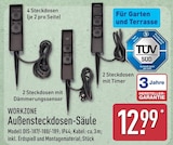 Außensteckdosen-Säule mit 4 Steckdosen (je 2 pro Seite) Angebote von WORKZONE bei ALDI Nord Mettmann für 12,99 €