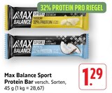 Sport Protein Bar Banane-Geschmack im Angebot bei E center in Freiburg Sport Protein Bar Banane-Geschmack Angebote von Max Balance bei E center Freiburg für 1,29 €