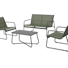 Promo Salon bas de jardin Cleo en acier vert savane, 4 personnes à 89,90 € dans le catalogue LEROY MERLIN à Langueux