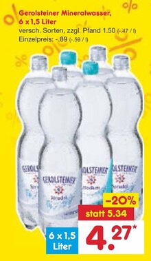 Gerolsteiner von Gerolsteiner bei Netto Marken-Discount Gerolsteiner von Gerolsteiner für 4,27 € bei Netto Marken-Discount im Prospekt "Du willst bis zu 50% sparen? Dann geh doch zu NETTO!"