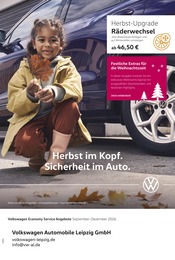 Volkswagen Prospekt für Leipzig mit 1 Seite Volkswagen Prospekt für Leipzig: "Herbst im Kopf. Sicherheit im Auto.", 1 Seite, 01.09.2026 - 31.12.2026