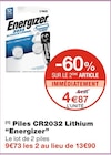 (1) Piles CR2032 Lithium - Energizer dans le catalogue Monoprix