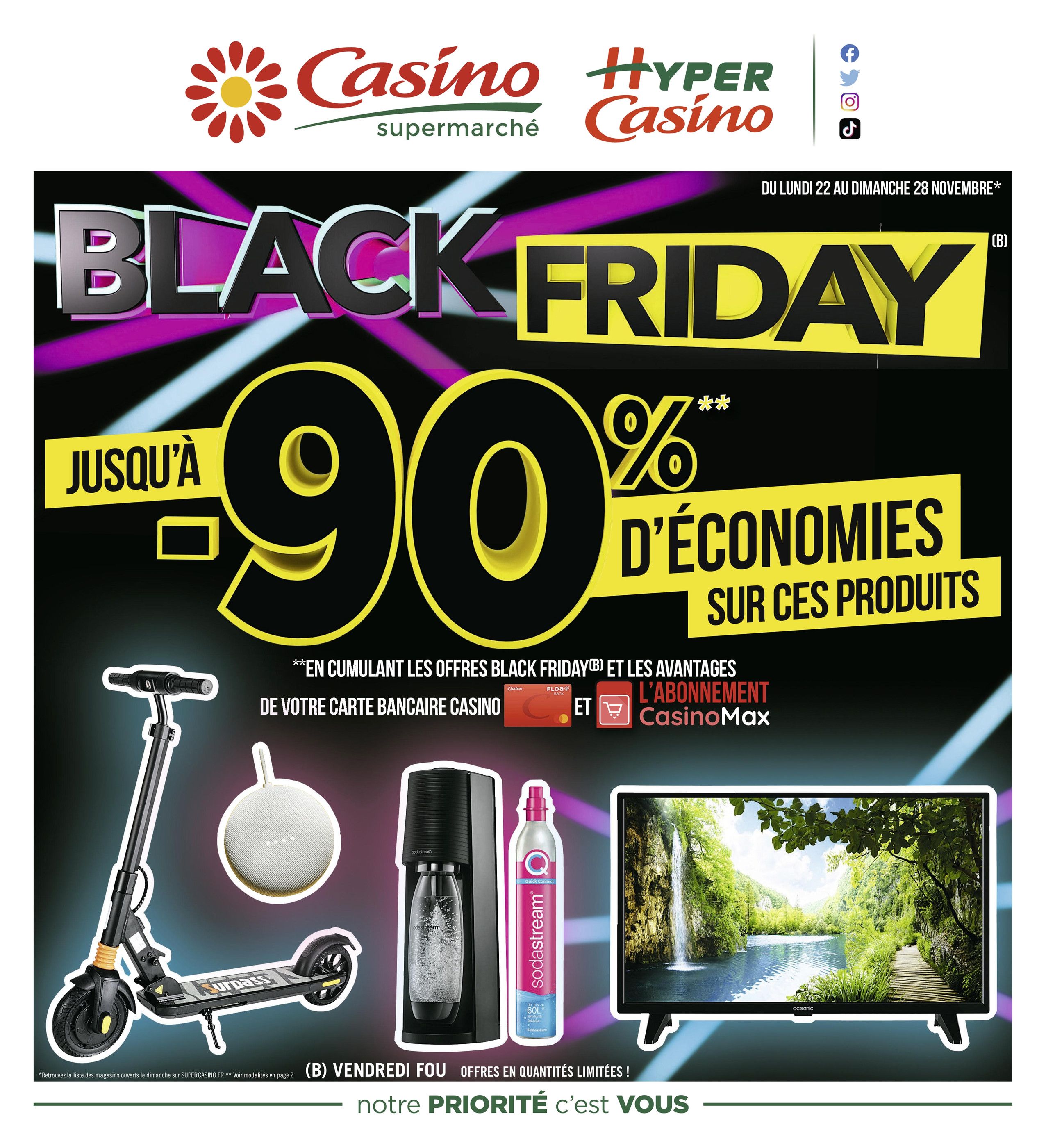 Catalogue Casino Supermarchés à Piscop, avec 8 pages Prospectus Casino Supermarchés à Piscop, "BLACK FRIDAY", 8 pages, 22/11/2021 - 28/11/2021