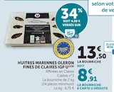 Huitres Marennes Oleron Fines de Claires IGP - U en promo chez U Express Saint-Cloud à 8,91 €