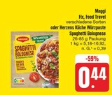 Aktuelles Fix, Food Travel verschiedene Sorten oder Herzens Küche Würzpaste Spaghetti Bolognese Angebot bei EDEKA in Jena ab 0,44 €