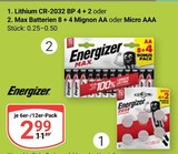 Lithium CR-2032 BP 4 + 2 Angebote von Energizer bei GLOBUS Koblenz für 2,99 €