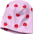 Mütze mit Ripp-Struktur & Apfel-Muster, lila, Gr. 52/53 von ALANA für 6,90 € bei dm-drogerie markt im Angebot Mütze mit Ripp-Struktur & Apfel-Muster, lila, Gr. 52/53 von ALANA im aktuellen dm-drogerie markt Prospekt