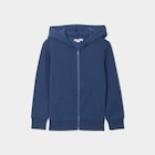 Sweat zippé à capuche et poches bleu foncé garçon en promo chez La Halle Sweat zippé à capuche et poches bleu foncé garçon dans le catalogue La Halle