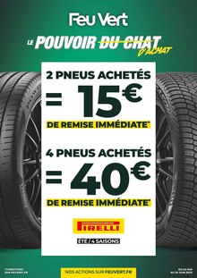 Prospectus Feu Vert à Villabé, "2 pneus achetés = 15€ de remise immédiate, 4 pneus = 40€ de remise immédiate", 1 page de promos valables du 24/05/2023 au 20/06/2023