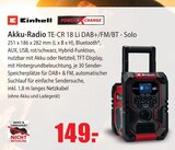 Akku-Radio TE-CR 18 Li DAB+/FM/BT - Solo Angebote von Einhell bei bauSpezi Arnsberg für 149,00 €