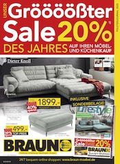 Couch im BRAUN Möbel-Center Prospekt in Offenburg Aktueller BRAUN Möbel-Center Prospekt mit Couch, "Gröööößter Sale des Jahres", Seite 1