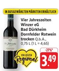 Bad Dürkheim Dornfelder Rotwein trocken Angebote von Vier Jahreszeiten Winzer eG bei E center Neustadt für 3,49 €
