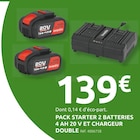 Pack starter 2 batteries 4 ah 20 v et chargeur double - INVENTIV en promo chez Mr. Bricolage Agen à 139,00 €