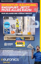 EURONICS Prospekt für Lüdenscheid mit 8 Seiten EURONICS Prospekt für Lüdenscheid: "INVENTUR-RÄUMUNG. ENDSPURT. JETZT MUSS ALLES RAUS.", 8 Seiten, 24.09.2026 - 30.09.2026