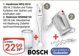 Handmixer MFQ 3010 im Angebot bei GLOBUS in Saarbrücken Handmixer MFQ 3010 Angebote von BOSCH bei GLOBUS Saarbrücken für 22,99 €