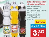 Aktuelles Cola oder Limonaden mit oder ohne Zucker Angebot bei Netto Marken-Discount in Cottbus ab 3,30 €