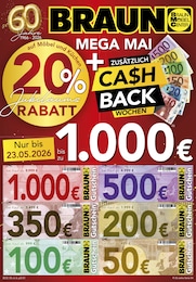 BRAUN Möbel-Center Prospekt: "Jubiläums Rabatt", 4 Seiten, 09.05.2026 - 23.05.2026