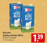 Aktuelles Hansano Haltbare Weide-Milch Angebot bei famila Nordost in Lübeck ab 1,39 €