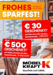 Möbel Kraft Prospekt für Freiberg mit 1 Seite Möbel Kraft Prospekt für Freiberg: "FROHES SPARFEST!", 1 Seite, 06.12.2024 - 24.12.2024