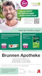 mea - meine apotheke Prospekt für Essen mit 4 Seiten mea - meine apotheke Prospekt für Essen: "Unsere August-Angebote", 4 Seiten, 01.08.2026 - 31.08.2026