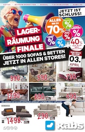 Aktueller Kabs Prospekt mit Sofa, "LAGERRÄUMUNG FINALE", Seite 1