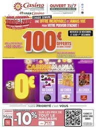 Catalogue Supermarchés de Casino Supermarchés Prospectus Casino Supermarchés, "100 jours 100% zen", 24 pages, 28/11/2022 - 11/12/2022