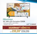 55" UHD-LED-Fernseher 55A6N Angebote von Hisense bei Metro Mönchengladbach für 356,99 €