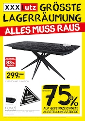 Aktueller XXXLutz Möbelhäuser Prospekt mit Tisch, "GRÖSSTE LAGERRÄUMUNG", Seite 1
