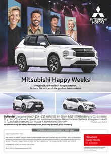 Aktueller Mitsubishi Prospekt (Massenbachhausen, 1 Seite zum blättern Mitsubishi Prospekt Mitsubishi Happy Weeks mit 1 Seite