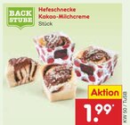 Backhilfe im Netto Marken-Discount Prospekt Hefeschnecke Kakao-Milchcreme von Backstube im aktuellen Netto Marken-Discount Prospekt für 1,99 €
