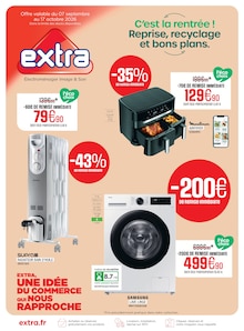Catalogue Extra à Orléans cette semaine, valable du 07/09/2026 au 17/10/2026 Prospectus Extra à Orléans, "C'est la rentrée ! Reprise, recyclage et bons plans.", 8 pages de promos valables du 07/09/2026 au 17/10/2026