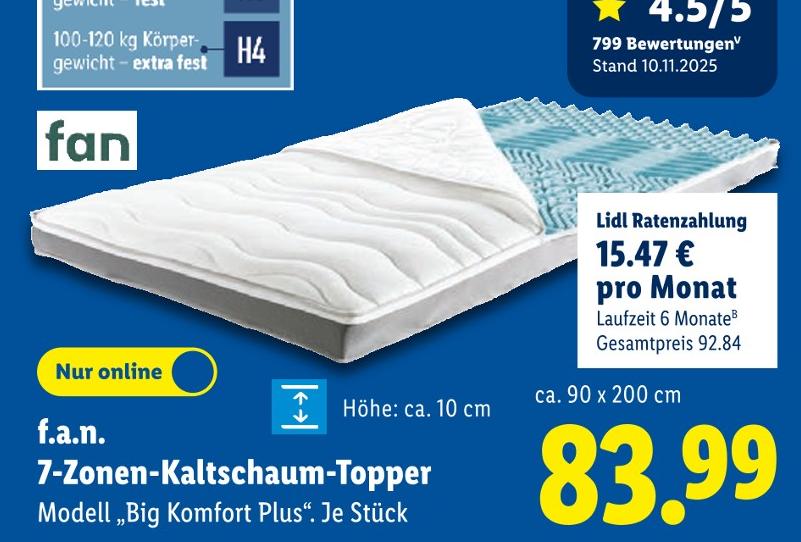 7-Zonen-Kaltschaum-Topper