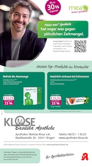 mea - meine apotheke Prospekt der Woche "Unsere November-Angebote" Seite 1, 01.11.2025 bis 30.11.2025 für Bingen Aktueller mea - meine apotheke Prospekt "Unsere November-Angebote" Seite 1 von 4 Seiten für Bingen