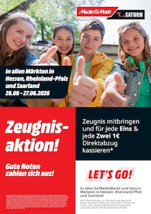 MediaMarkt Saturn Prospekt Zeugnisaktion! mit 1 Seite