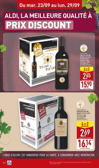 Promotion Vin Bordeaux dans le prospectus Aldi, valable du 23/09/2025 au 29/09/2025 Promo Vin Bordeaux dans le catalogue Aldi du moment à la page 26