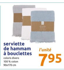 Meuble dans le catalogue Action Serviette de hammam à bouclettes à 7,95 € en promo chez Action