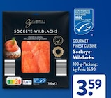 Sockeye-Wildlachs im ALDI SÜD Prospekt Sockeye-Wildlachs von Gourmet Finest Cuisine im aktuellen ALDI SÜD Prospekt für 3,59 €