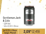 Gentleman Jack & Cola bei Metro im Wolgast Prospekt für 2,49 €