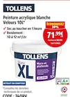 Peinture acrylique blanche Velours 10L - TOLLENS en promo chez Screwfix Peinture acrylique blanche Velours 10L - TOLLENS dans le catalogue Screwfix