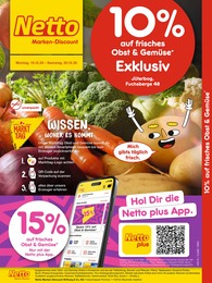 Netto Marken-Discount Prospekt für Markendorf mit 2 Seiten Netto Marken-Discount Prospekt für Markendorf: "10% auf Obst & Gemüse", 2 Seiten, 15.12.2025 - 20.12.2025