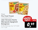 Fix, Food Travel oder Herzens Küche Würzpaste Spaghetti Bolognese im Angebot bei Konsum in Dresden Fix, Food Travel oder Herzens Küche Würzpaste Spaghetti Bolognese Angebote von Maggi bei Konsum Dresden für 0,49 €