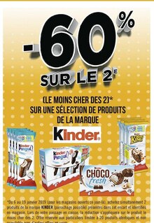 Bon plan sur une sélection de produits de la marque Kinder - Casino Supermarchés à Mulhouse Bon plan sur une sélection de produits de la marque Kinder en promo chez Casino Supermarchés Mulhouse