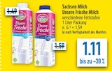 Unsere Frische Fettarme Milch oder Unsere Frische Vollmilch bei diska im Kesselsdorf Prospekt für 1,11 €