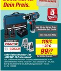 Akku-Bohrschrauber-Set GSR 12V-15 Professional Angebote von Bosch bei toom Baumarkt Amberg für 99,99 €