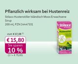 Hustenstiller Isländisch Moos Erwachsene Sirup im Angebot bei mea - meine apotheke in Suhl Hustenstiller Isländisch Moos Erwachsene Sirup Angebote von Stilaxx bei mea - meine apotheke Suhl für 15,80 €