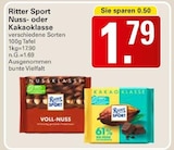 Nuss- oder Kakaoklasse im Angebot bei WEZ in Löhne Nuss- oder Kakaoklasse Angebote von Ritter Sport bei WEZ Löhne für 1,79 €