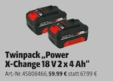 Twinpack „Power X-Change 18 V 2 x 4 Ah“ Angebote von Einhell bei Hagebaumarkt Brandenburg für 59,99 €